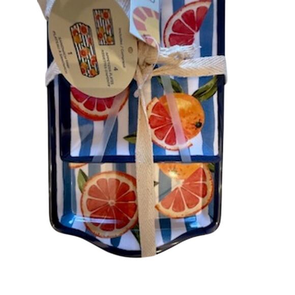 5pc Set GRAPEFRUIT Plates & Platter/Tray C&C California Melamine Citrus NEW - Picture 4 of 8